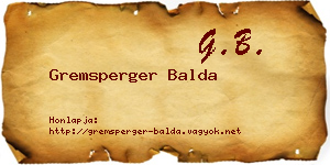 Gremsperger Balda névjegykártya
